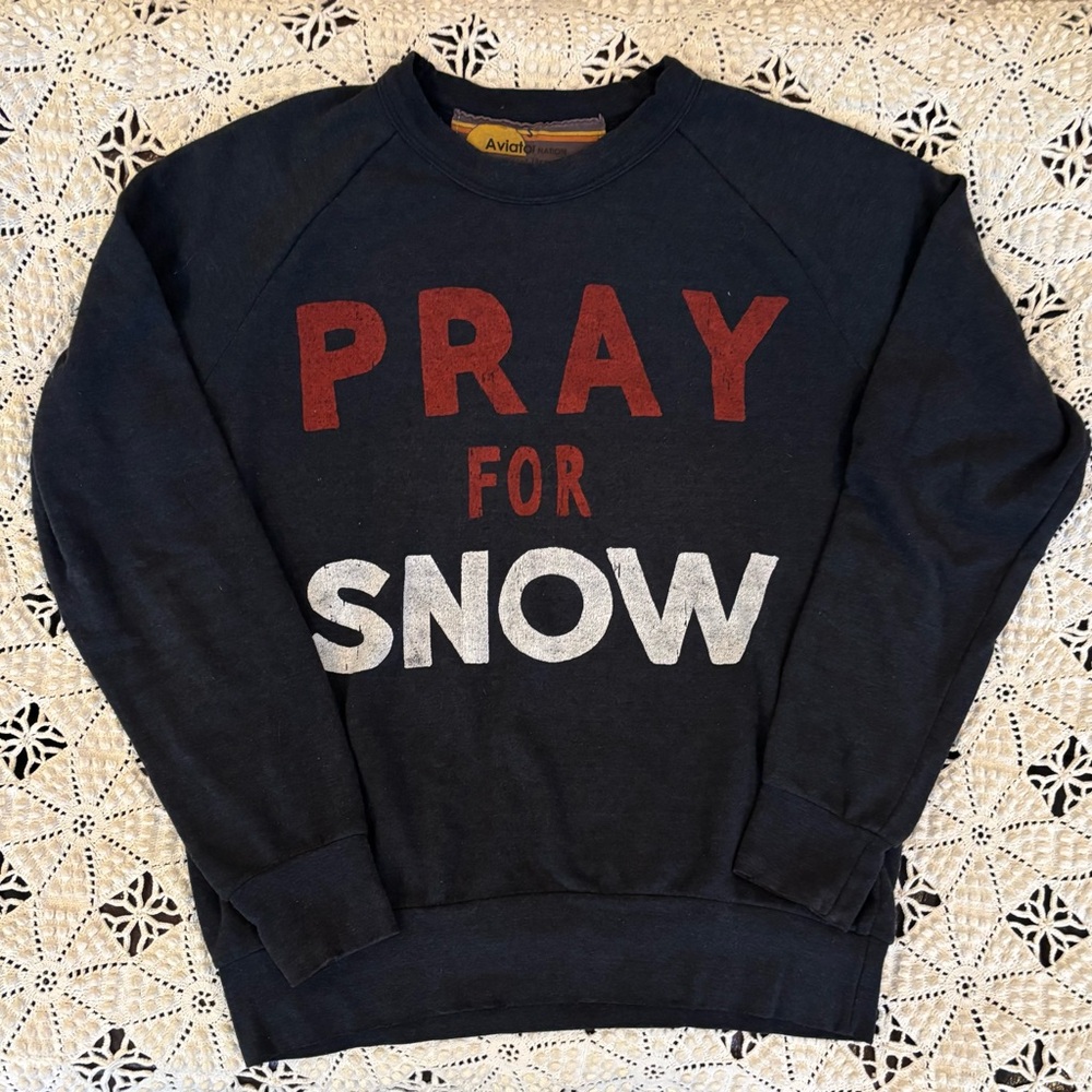 Aviator Nation Black Sweatshirt with Red and White Print - Picture 2 of 9
